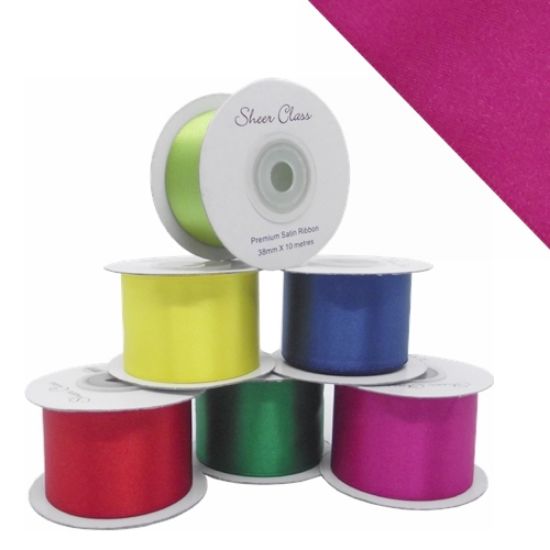 Picture of DOUBLE FACE SATIN RIBBON 38mm X 10metres CERISE