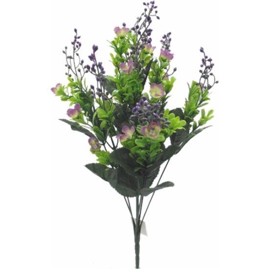 Picture of 45cm PLASTIC FLOWER BUSH PURPLE/LILAC