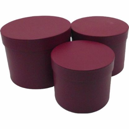 Picture of SET OF 3 ROUND FLOWER BOXES BURGUNDY