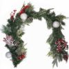 Picture of 6ft SPRUCE GARLAND WITH SNOW CONES BALLS AND BERRIES RED/SILVER/GREEN