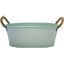 Picture of 25cm METAL OVAL PLANTER WITH ROPE HANDLES PASTEL GREEN