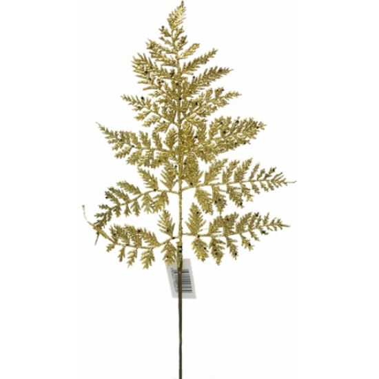 Picture of 50cm GLITTERED FERN LEAF SPRAY GOLD X 6pcs