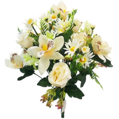 Picture of 43cm ROSEBUD ORCHID AND DAISY BUSH IVORY