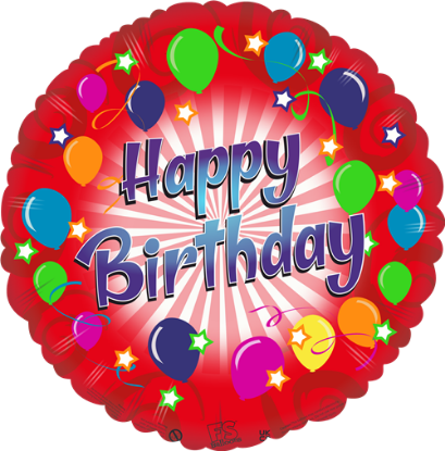 Picture of FS BALLOONS 18 INCH HOLOGRAPHIC FOIL BALLOON - HAPPY BIRTHDAY BALLOONS AND STARS RED