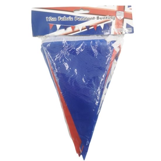 Picture of 12met FABRIC PENNANT BUNTING RED WHITE AND BLUE