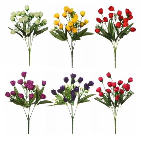 Picture of 34cm MINI ROSEBUD BUSH ASSORTED X 36pcs