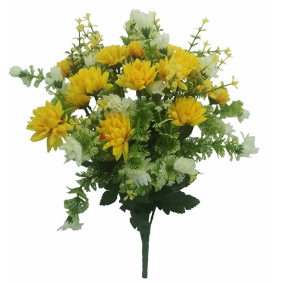 Picture of 44cm SPIKY CHRYSANTHEMUM BUSH YELLOW/IVORY