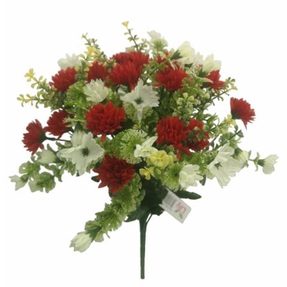 Picture of 44cm SPIKY CHRYSANTHEMUM BUSH RED/IVORY