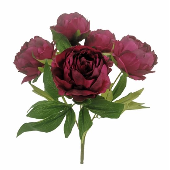 Picture of 46cm LARGE PEONY BUSH WINE/BURGUNDY