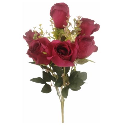 Picture of 51cm LARGE ROSEBUD AND EUCALYPTUS BUSH DARK RED