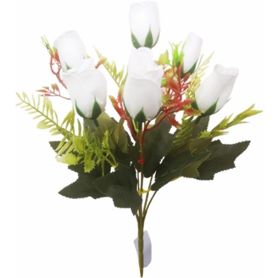 Picture of 33cm ROSEBUD AND FOLIAGE BUSH IVORY