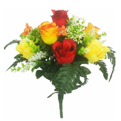 Picture of 38cm MIXED ROSE AND BERRY BUSH YELLOW/ORANGE/RED