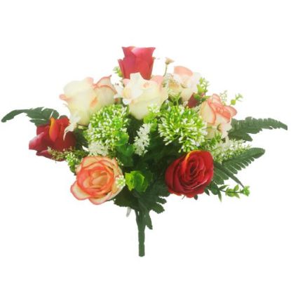 Picture of 38cm MIXED ROSE AND BERRY BUSH RED/PEACH