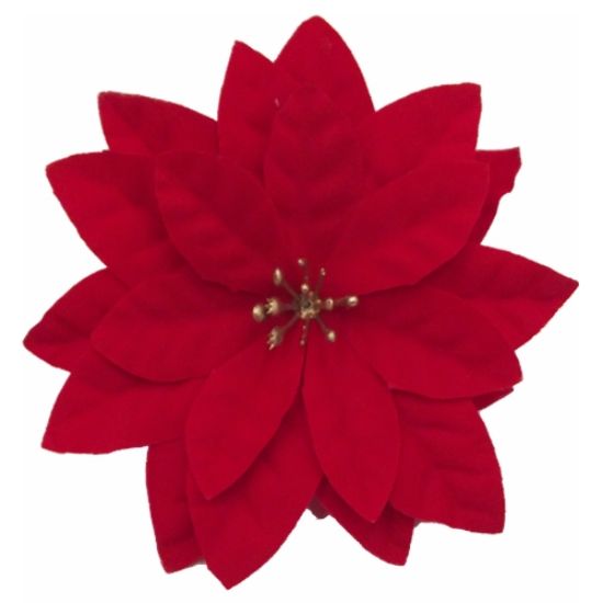 Picture of 17cm POINSETTIA HEAD WHITE/GOLD X 12pcs