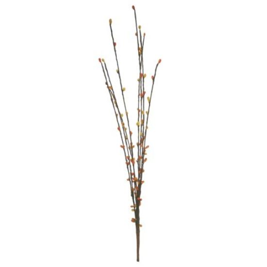 Picture of 39cm ORANGE/YELLOW BEAD SPRAY ON BROWN STEM X 144pcs