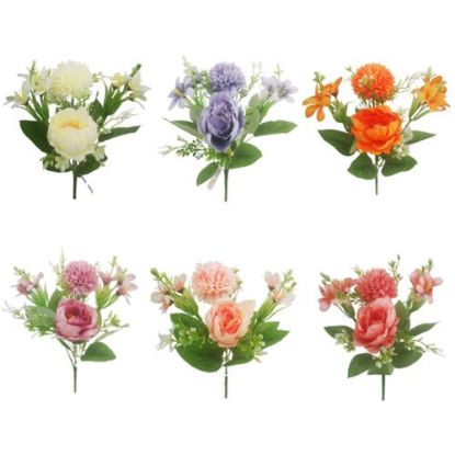 Picture of 31cm PEONY SPIKY MUM AND WILD LILY BUSH ASSORTED X 36pcs