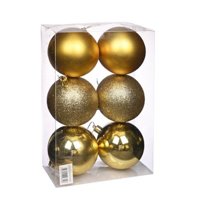 Picture of 8cm CHRISTMAS BAUBLES ASSORTED GOLD X 6pcs