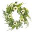 Picture of 28 INCH (71cm) MIXED FOLIAGE WREATH WITH DAISIES GREEN/IVORY