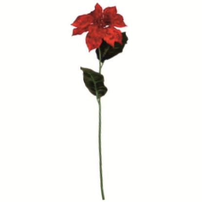Picture of 66cm SINGLE POINSETTIA WITH GLITTER RED