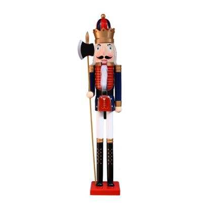 Picture of 120cm WOODEN CHRISTMAS NUTCRACKER FIGURE WHITE/RED/BLUE