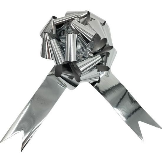 Picture of POLY RIBBON PULL BOWS 50mm X 20pcs METALLIC SILVER