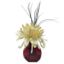 Picture of 30cm CHRYSANTHEMUM IN RED GLASS VASE WITH ONION GRASS X 8pcs