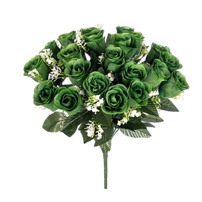 Picture of 41cm ROSEBUD BUSH (24 HEADS) WITH GYP GREEN