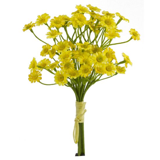 Picture of 27cm MINI SATIN DAISY BUNDLE (6 STEMS) YELLOW