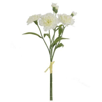 Picture of 40cm CARNATION BUNDLE (3 STEMS) WITH RAFFIA TIE IVORY