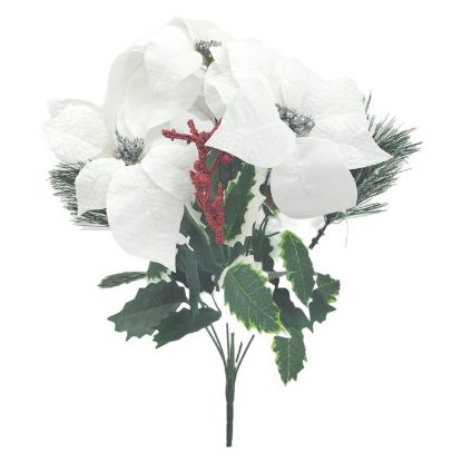 Picture of 43cm MIXED POINSETTIA & BERRY BUSH WHITE/RED