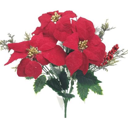 Picture of 43cm MIXED POINSETTIA & BERRY BUSH RED