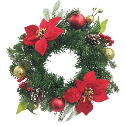 Picture of 30cm (12 INCH) MIXED CHRISTMAS WREATH RED/GOLD