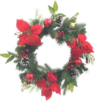 Picture of 40cm (16 INCH) MIXED CHRISTMAS WREATH RED/GOLD