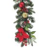 Picture of 183cm (72 INCH) MIXED CHRISTMAS GARLAND WITH POINSETTIAS RED/GOLD