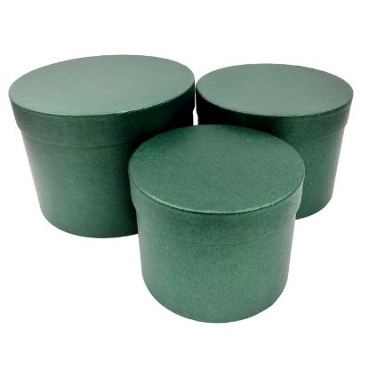 Picture of SET OF 3 ROUND FLOWER BOXES HUNTER GREEN