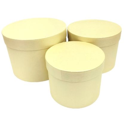 Picture of SET OF 3 ROUND FLOWER BOXES CREAM