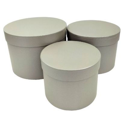 Picture of SET OF 3 ROUND FLOWER BOXES SILVER