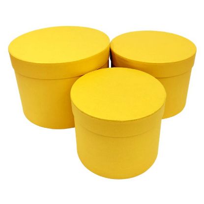 Picture of SET OF 3 ROUND FLOWER BOXES MUSTARD