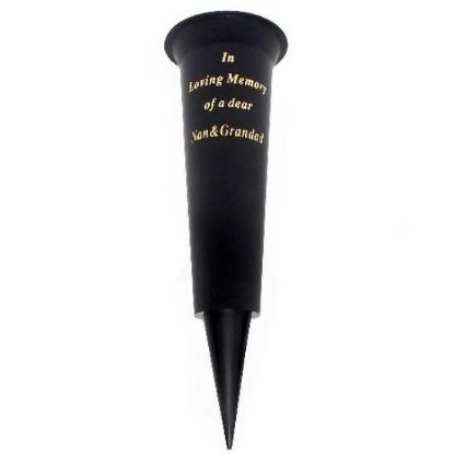 Picture of GRAVE VASE SPIKE BLACK IN LOVING MEMORY OF A DEAR NAN & GRANDAD