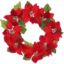 Picture of 45cm VELVET TOUCH POINSETTIA WREATH RED