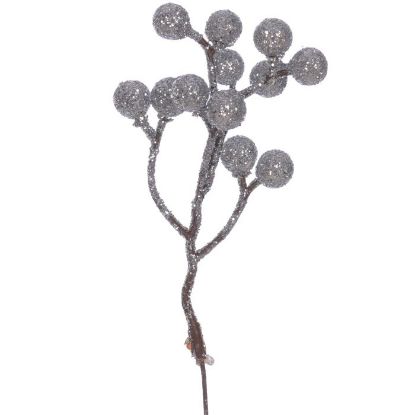 Picture of 17cm GLITTERED BERRY PICK SILVER X 100pcs