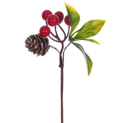 Picture of 15cm BERRY & CONE PICK NATURAL/RED X 48pcs