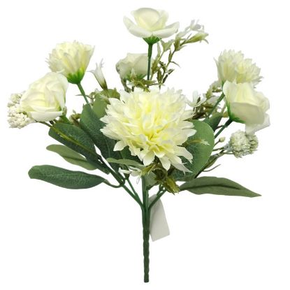 Picture of 29cm SPIKY MUM & ROSE MIXED BUSH IVORY