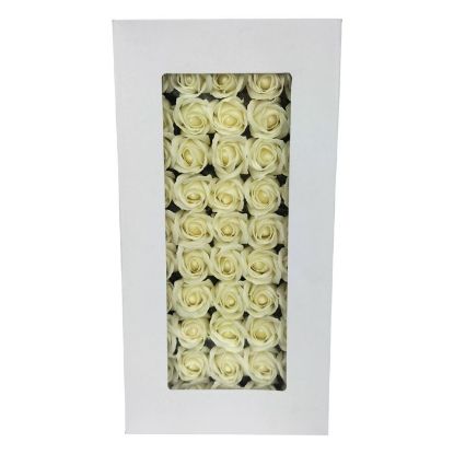 Picture of SINGLE SCENTED SOAP ROSE FLOWER HEAD IN DISPLAY BOX IVORY X 50pcs