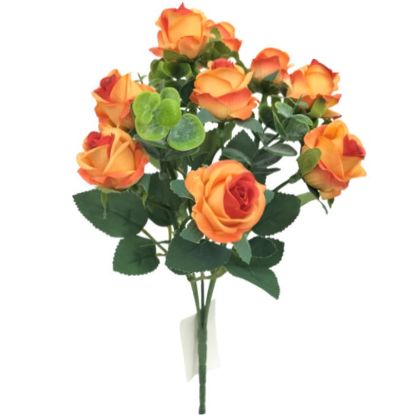 Picture of 32cm MINI ROSE BUSH (10 HEADS) WITH EUCALYPTUS ORANGE