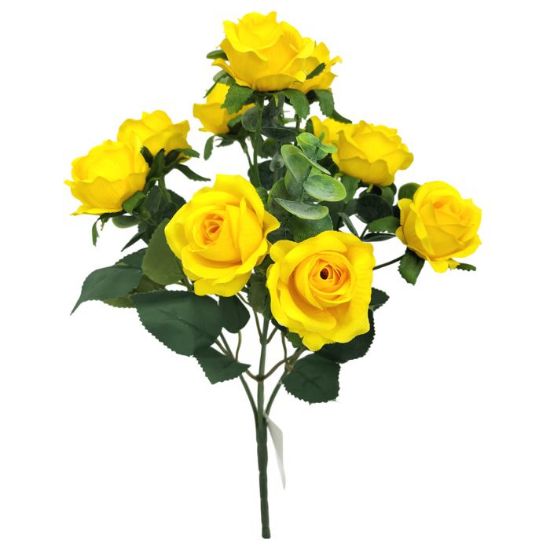 Picture of 30cm MINI ROSE BUSH (10 HEADS) WITH EUCALYPTUS YELLOW