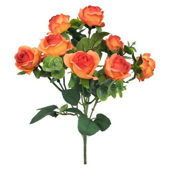 Picture of 30cm MINI ROSE BUSH (10 HEADS) WITH EUCALYPTUS ORANGE