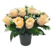 Picture of CEMETERY POT WITH ROSEBUDS AND GYP (12 HEADS) PEACH