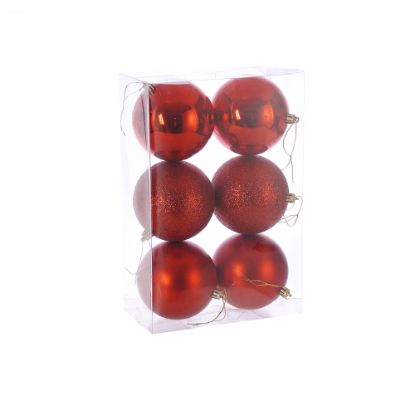 Picture of 10cm CHRISTMAS BAUBLES ASSORTED RED X 6pcs