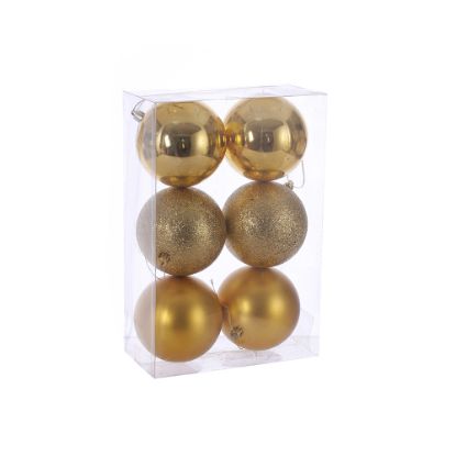 Picture of 10cm CHRISTMAS BAUBLES ASSORTED GOLD X 6pcs